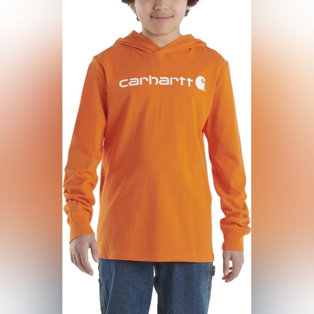 Carhartt LS Hooded Graphic T-shirt Boys XL18/20 Orange